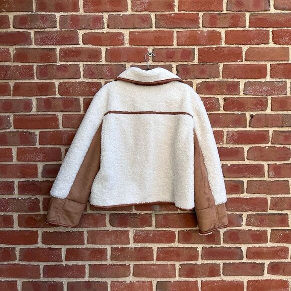 LOFT Brown and Cream Shearling Jacket - Picture 8 of 10